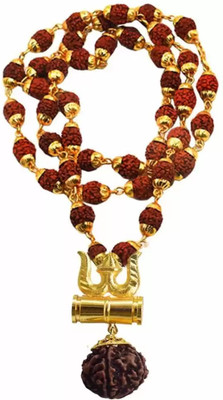 Lila Rudraksha/Trishul/Damru Inspired Mala Pendant Set For Men & Women Gold-plated Plated Brass Chain