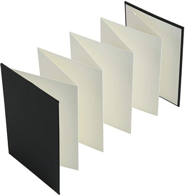 BRuSTRO Fan fold Unrulled 10.5*15 cm 300 gsm Drawing Paper(Set of 1, Black, White)