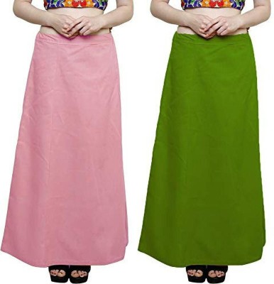 NewBELL P2_Baby Pink_Forest Green Pure Cotton Petticoat(Free)