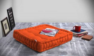 DCT Microfibre Solid Floor Cushion Pack of 1(Orange)