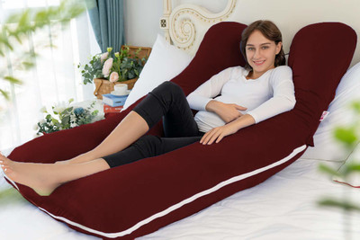 garps U shape Polyester Fibre Solid Sleeping Pillow Pack of 1(Maroon)