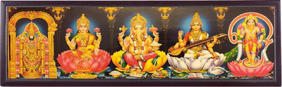 SAI BALAJI ACRALICS Five Hindu god and goddess photos in a single frame Religious Frame