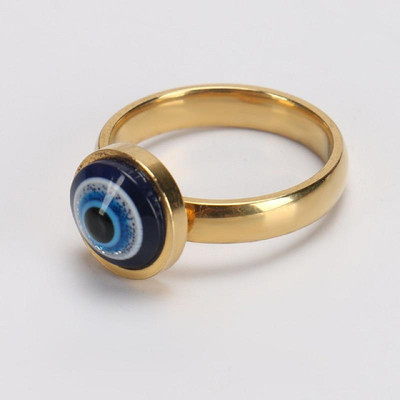 RATAN BAZAAR natural Evil eye stone Ring evil Protection stone for unisex Stone Crystal Gold Plated Ring