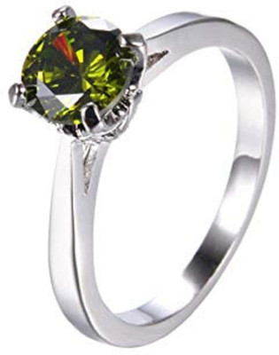 RATAN BAZAAR Peridot ring Original stone 5.00 ratti stone certified and Astrological Purpose for unisex Stone Peridot Silver Plated Ring