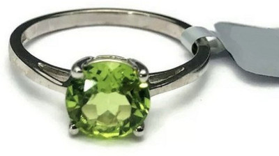 RATAN BAZAAR Peridot ring Natural stone peridot 5.00 carat stone unheated & untreated certified and Astrological Purpose for unisex Stone Peridot Silver Plated Ring