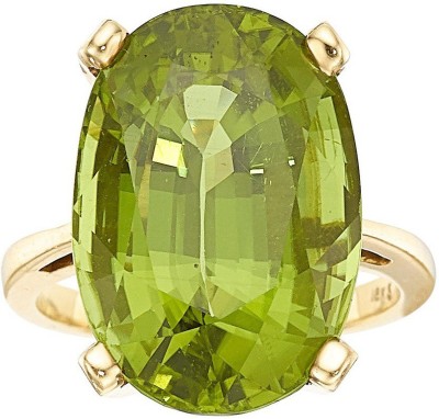 RATAN BAZAAR Peridot stone Ring Original Certified stone 6.00 carat stone Unheated Astological Purpose for unisex Stone Peridot Gold Plated Ring