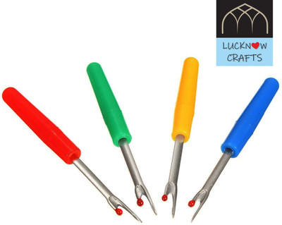Lucknow Crafts 4 pcs Premium Plastic Seam Ripper Stainless Steel Thread Cutter Stitch Unpicker and Opener Sewing Tool with Cover Handy Remover DIY Craft Seam Ripper