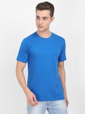 Fleximaa Solid Men Round Neck Dark Blue T-Shirt