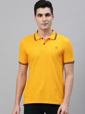 Urbano Fashion Solid Men Polo Neck Yellow T-Shirt