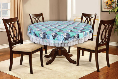 The Furnishing Tree Printed 4 Seater Table Cover(Blue, PVC)