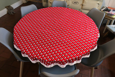 The Furnishing Tree Printed 6 Seater Table Cover(Red, PVC)