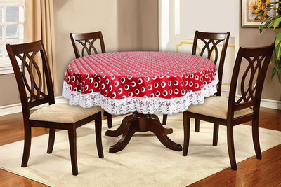 The Furnishing Tree Printed 4 Seater Table Cover(Red, PVC)