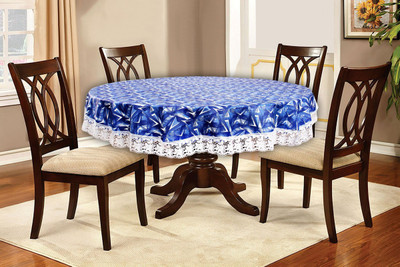 The Furnishing Tree Printed 4 Seater Table Cover(Blue, PVC)