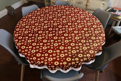The Furnishing Tree Floral 6 Seater Table Cover(Coffee, PVC)