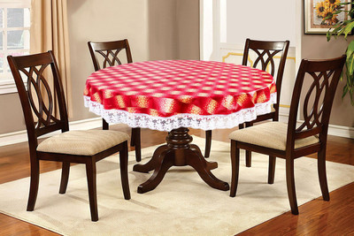 The Furnishing Tree Printed 4 Seater Table Cover(Red, PVC)