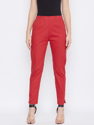 Q-Rious Regular Fit Women Red Trousers