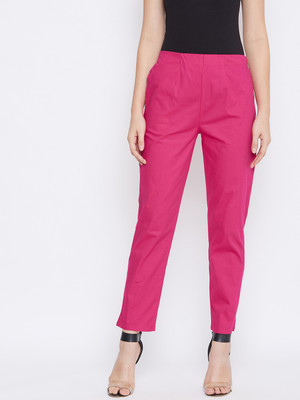 Q-Rious Regular Fit Women Pink Trousers