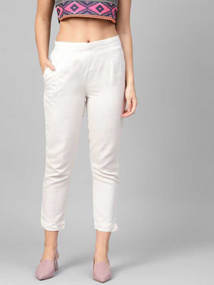 Amudee Fashion Regular Fit Women White Trousers