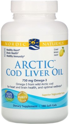 Nordic Naturals Arctic Cod Liver Oil 750 mg Omega-3 Lemon Flavor Soft Gels(180 No)