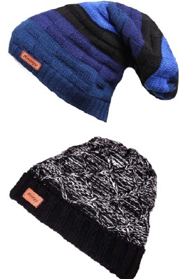 Knotyy Self Design Beanie Cap(Pack of 2)