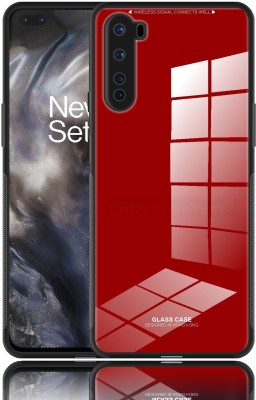 CASE CREATION Back Cover for Oneplus NORD | Luxurious Toughened Glass Back Shock Proof TPU Bumper Back Case(Red, Waterproof, Pack of: 1)