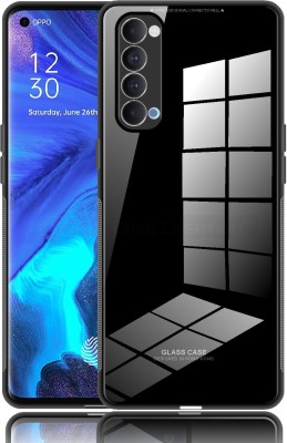 CASE CREATION Back Cover for Oppo RENO 4 Pro , Hard Back Case Easy to Grip Shock Proof Glass Case, Black(Black, Dual Protection, Pack of: 1)