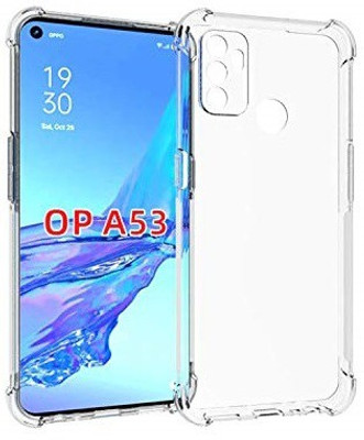MOBIDEER Back Cover for Oppo A53, Camera Protection, Bumper Case, Slim Shockproof, Anti-Dust Plugs Built-in(Transparent, Flexible, Silicon, Pack of: 1)