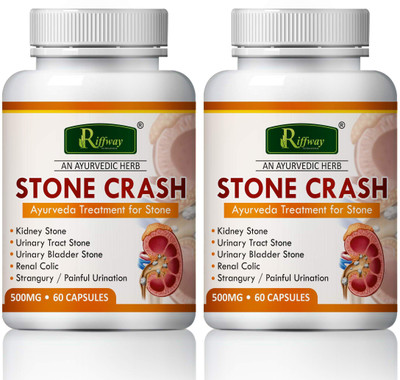Riffway Stone crash Supplement Rilief In Stone Pain & Support Kidney Health-Naturally(Pack of 2, 120 Capsules)