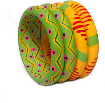 azad craft Wood Enamel Bangle Set(Pack of 4)