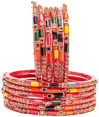 YOCAST JEWELS Stone, Glass Gold-plated Bangle Set(Pack of 12)