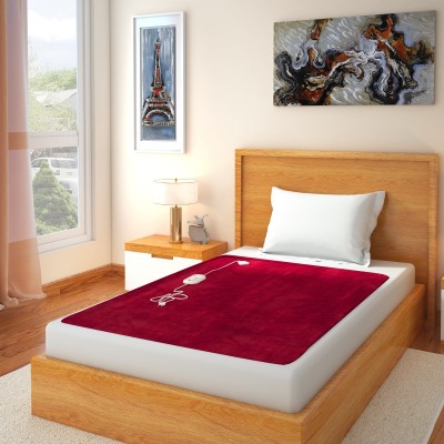 Home Elite Solid Single Electric Blanket for  Heavy Winter(Polyester, Red)