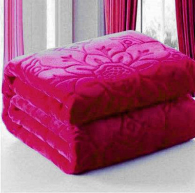 Swikon star Self Design Double Mink Blanket for  Heavy Winter(Cotton, Maroon)