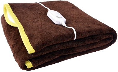 Comfort Ideas Solid Single Electric Blanket for  Heavy Winter(Poly Cotton, Brown)