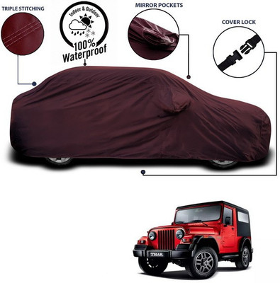 SEBONGO Car Cover For Mahindra Thar (With Mirror Pockets)(Maroon)