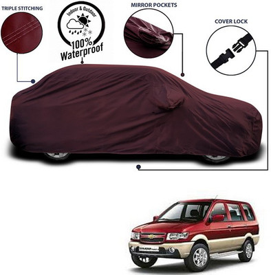 SEBONGO Car Cover For Chevrolet Tavera (With Mirror Pockets)(Maroon)