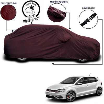 SEBONGO Car Cover For Volkswagen Polo GT (With Mirror Pockets)(Maroon)