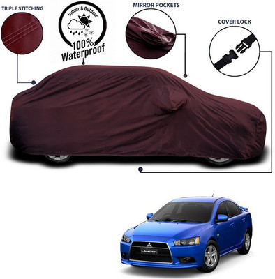 SEBONGO Car Cover For Mitsubishi Lancer (With Mirror Pockets)(Maroon)