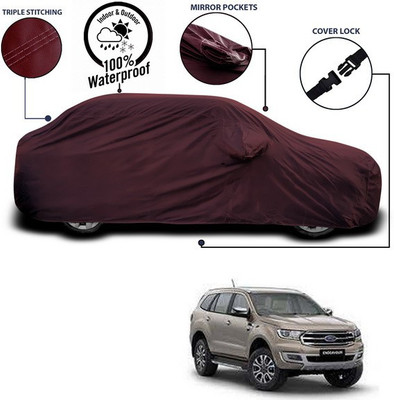 SEBONGO Car Cover For Ford Endeavour (With Mirror Pockets)(Maroon)