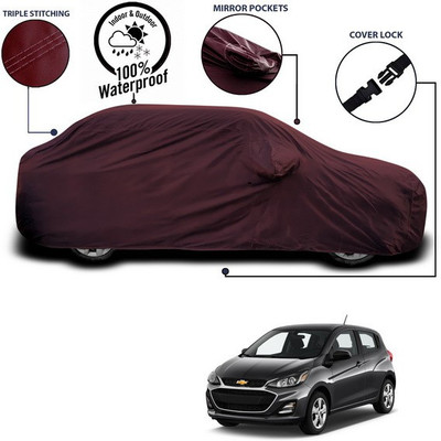 ANTHUB Car Cover For Chevrolet Spark (With Mirror Pockets)(Maroon)