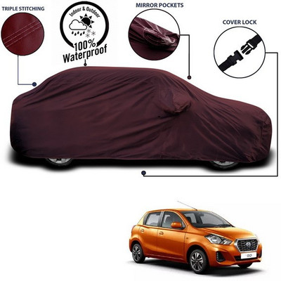 SEBONGO Car Cover For Nissan Go (With Mirror Pockets)(Maroon)