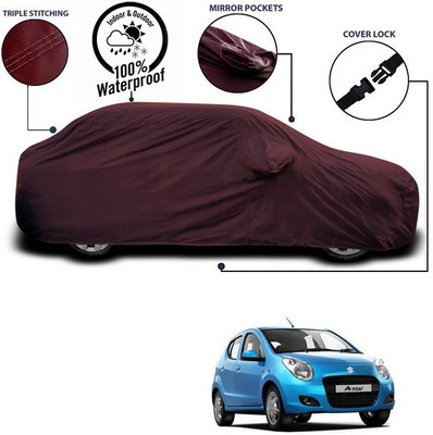 SEBONGO Car Cover For Maruti Suzuki A-Star (With Mirror Pockets)(Maroon)