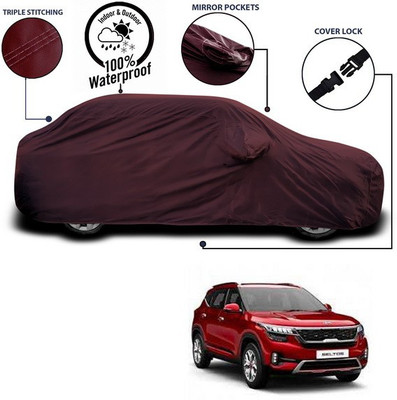 ANTHUB Car Cover For Kia SELTOS (With Mirror Pockets)(Maroon)