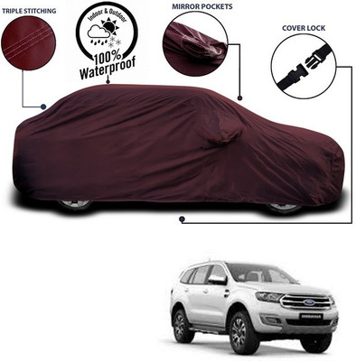 ANTHUB Car Cover For Ford Endeavour (With Mirror Pockets)(Maroon)