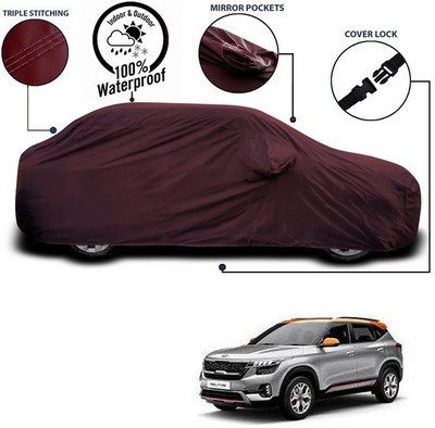 ANTHUB Car Cover For Kia SELTOS (With Mirror Pockets)(Maroon)