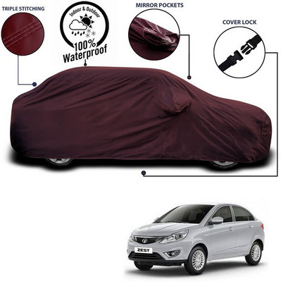 ANTHUB Car Cover For Tata Zest (With Mirror Pockets)(Maroon)