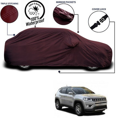 ANTHUB Car Cover For Jeep Compass (With Mirror Pockets)(Maroon)