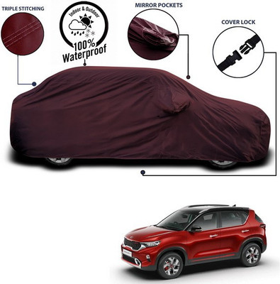 SEBONGO Car Cover For Kia Sonet (With Mirror Pockets)(Maroon)