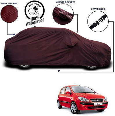 SEBONGO Car Cover For Hyundai Getz Prime (With Mirror Pockets)(Maroon)