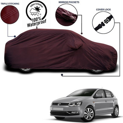 ANTHUB Car Cover For Volkswagen Polo Equisite (With Mirror Pockets)(Maroon)