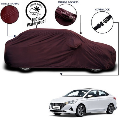 ANTHUB Car Cover For Hyundai Verna Transform (With Mirror Pockets)(Maroon)